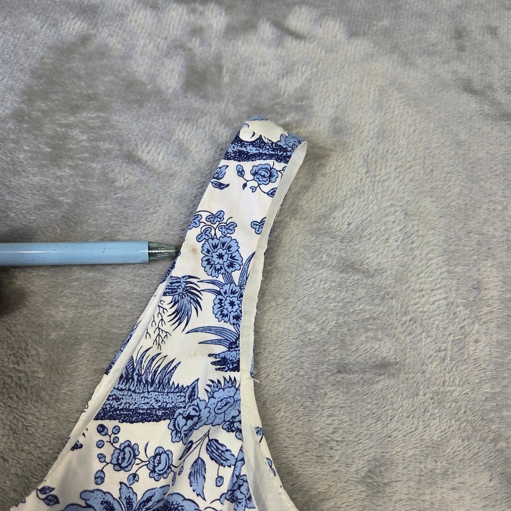Cynthia Rowley Blue White Tropical Print Fit Flare Dress Womens 10 Preppy Beach - Picture 6 of 9